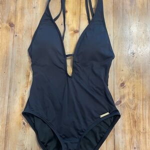 Vince Camuto Black One-Piece Swimsuit with Plunging V-Neck